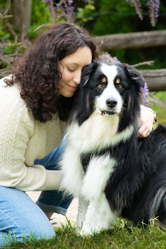 Complicité entre une maîtresse et son border collie